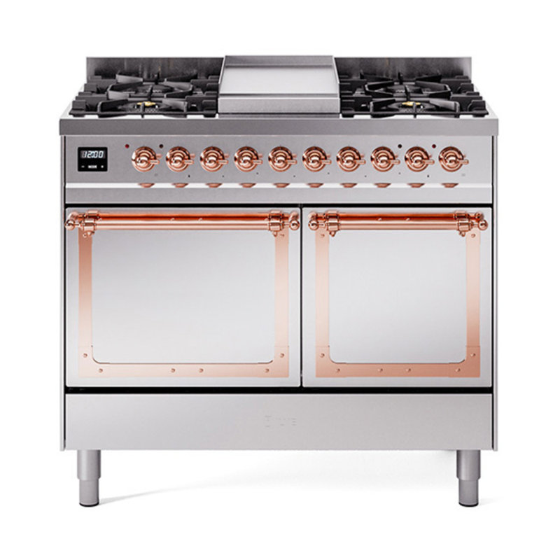 ILVE Nostalgie II Noblesse 40 po à double carburant, Acier inoxydable / Cuivre, Propane liquide