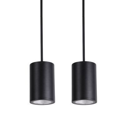 Modern 6-Inch Cylinder LED Pendant Light, Black Aluminum, 5 Selectable Color Temperatures
