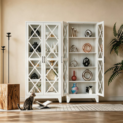 Armoire de rangement en métal de 71 po de hauteur avec 2 portes et 4 tablettes réglables (blanche)