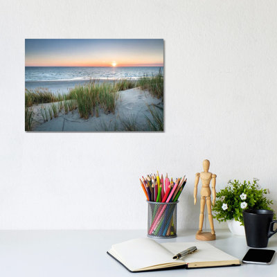 Coucher de soleil sur la plage de dunes - Giclée sur toile tendue avec châssis