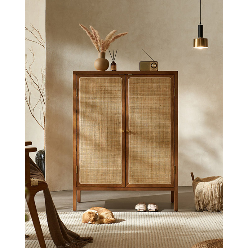 Rattan Cabinet Double Doors Three Shelves