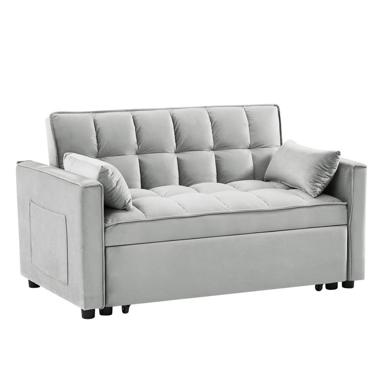 Gris avec lit escamotable et 3 couchettes convertibles réglables en velours