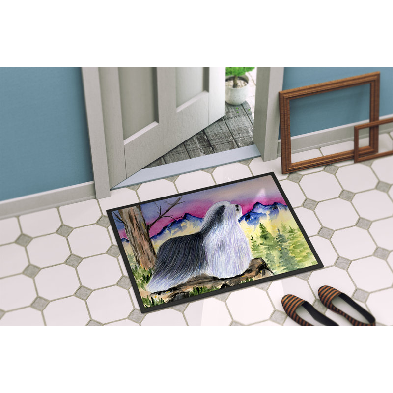 Tapis de porte d’intérieur anti-dérapant barbu collie, Rectangle 1 pi 6 po x 2 pi 3 po