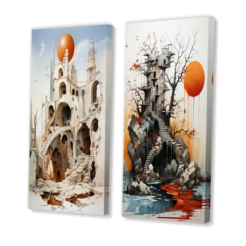 «Surréalisme, morceaux de réalité», 2 pièces, Toile tendue, H 24 po x l 20 po