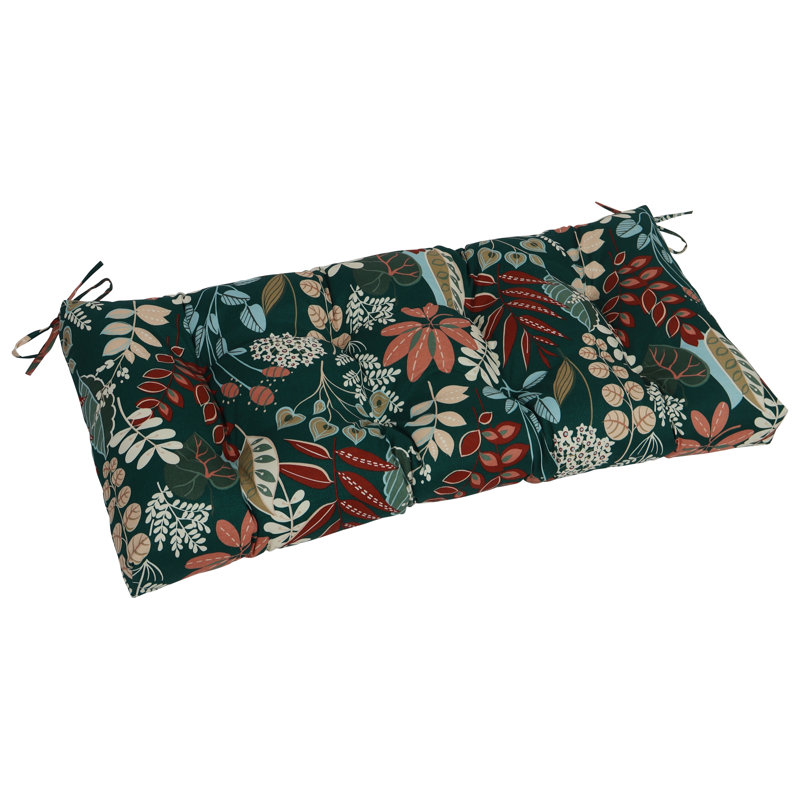 Outdoor 5'' Loveseat Seat Cushion, Green Floral