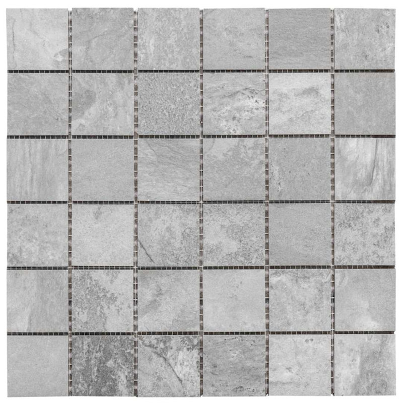 Wells Stone Slate 2" x 2" Porcelain Mosaic Tile, Grey