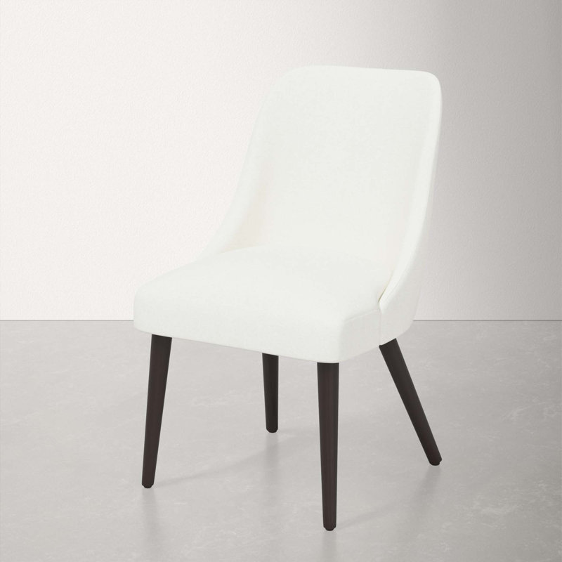 Chaise en bois massif Lozelle, Espresso, Lin blanc texturé Zuma