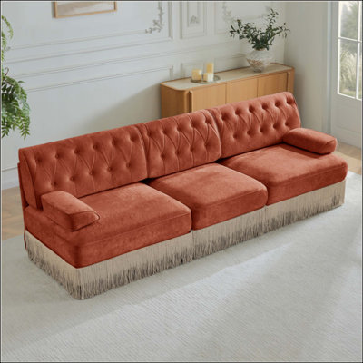 Convient aux animaux de compagnie à 3 places, tissu en velours, jupe à franges à franges sur le plancher, conception capitonnée à boutons, base en bois de qualité supérieure, conception ergonomique, combinaison libre, pour les salons