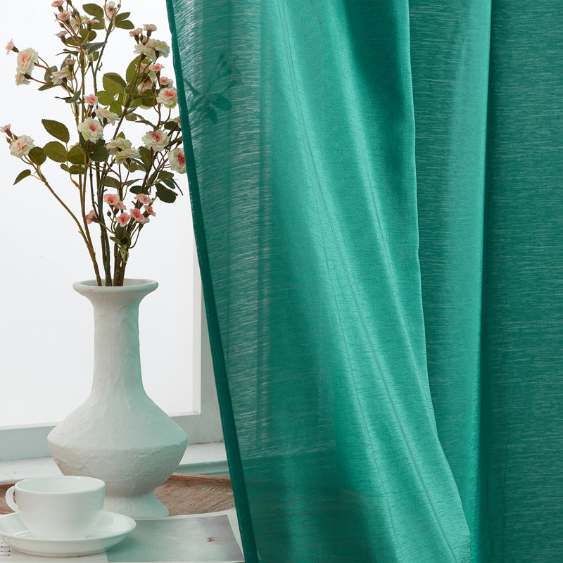 Carmille Semi-Sheer Grommet Curtain Panels, 54" W x 84" L, Gray Teal Blue
