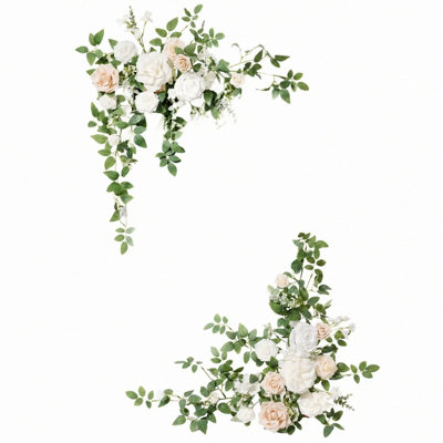Panneau de bienvenue, fleurs, décoration florale de mariage, 2 pièces de décorations d'arche artificielle, arrangement de verdure, réception de chevalet de jardin, entrée extérieure, panneau non inclus
