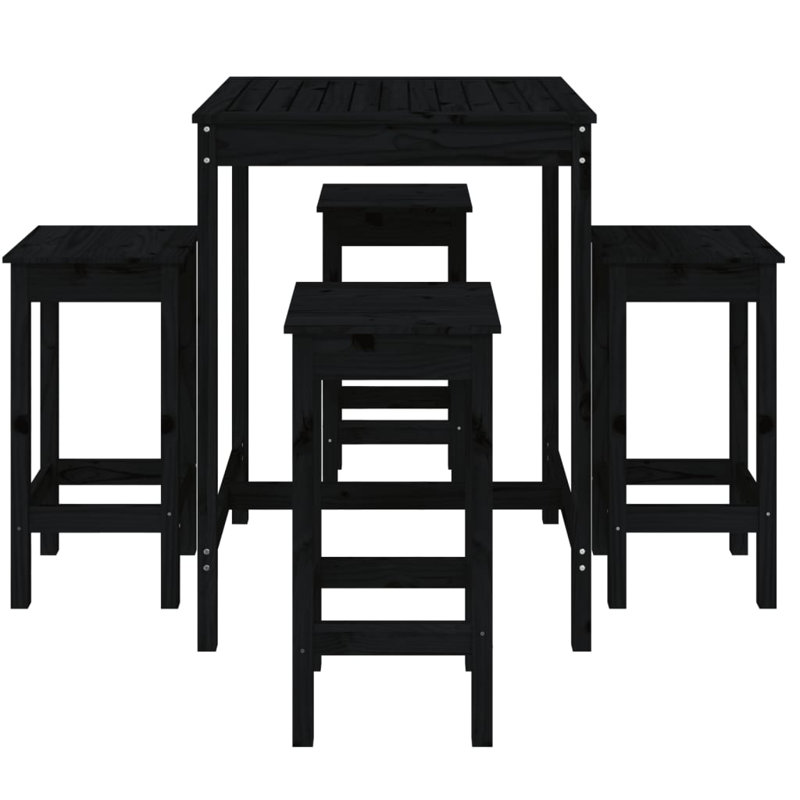 Obed 4 - Person Patio Dining Set with Rectangular Table, Black
