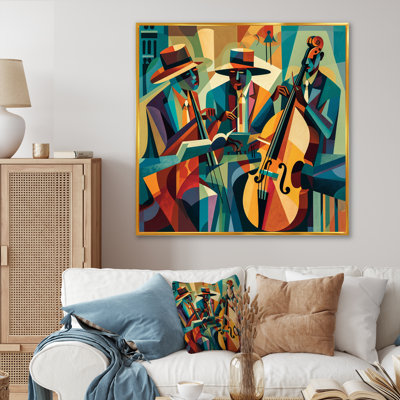 Jazz Performance On Stage III - Music Jazz Framed Canvas Print Wall Art