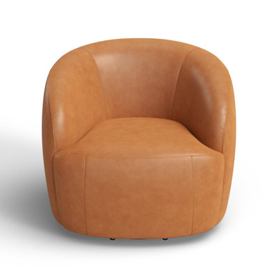 Edgemod Alma Genuine Leather Swivel Barrel Chair