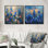 «Blue Pink Morning Magic Blue Bonnets I - Blue Bonnets Wall Art», ensemble d'art mural traditionnel 2 pièces