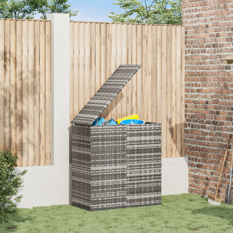Gallon Water Resistant Poly Rattan Deck Box, 40.7" H x 39.4" W x 19.3" D, Gray