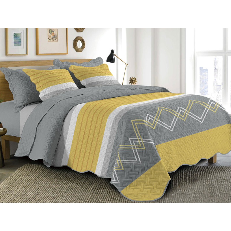 5pcs Quilt Bed Cover Set Reversible Premium Soft Bedspread Coverlet Bedding Set, Full Coverlet + 2 Pillowcases