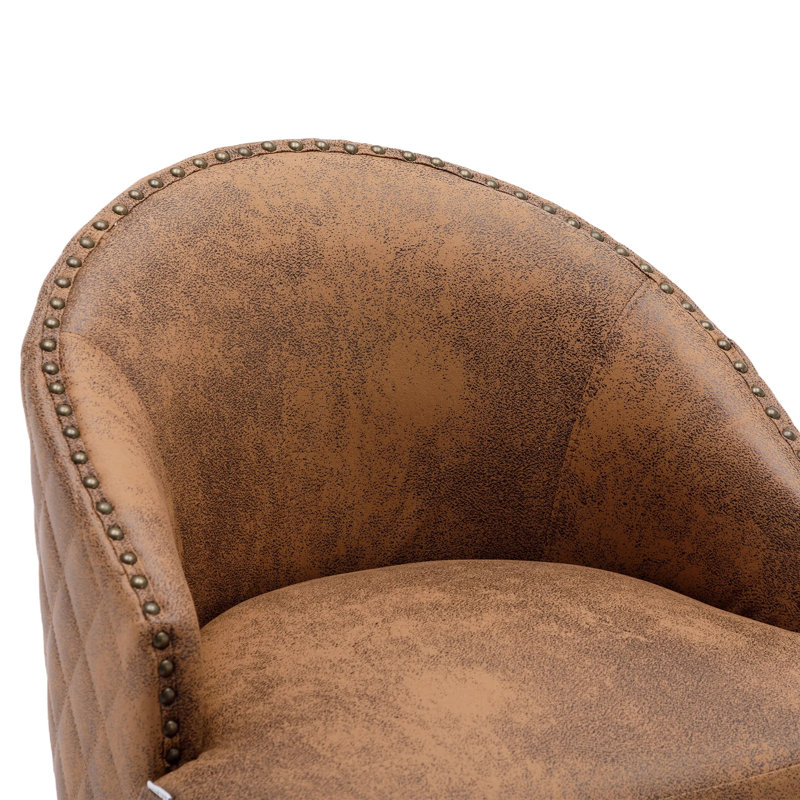 Chaise de bar pivotante à hauteur de comptoir avec dossier Revêtement en polyuréthane et pieds en bois, Brun