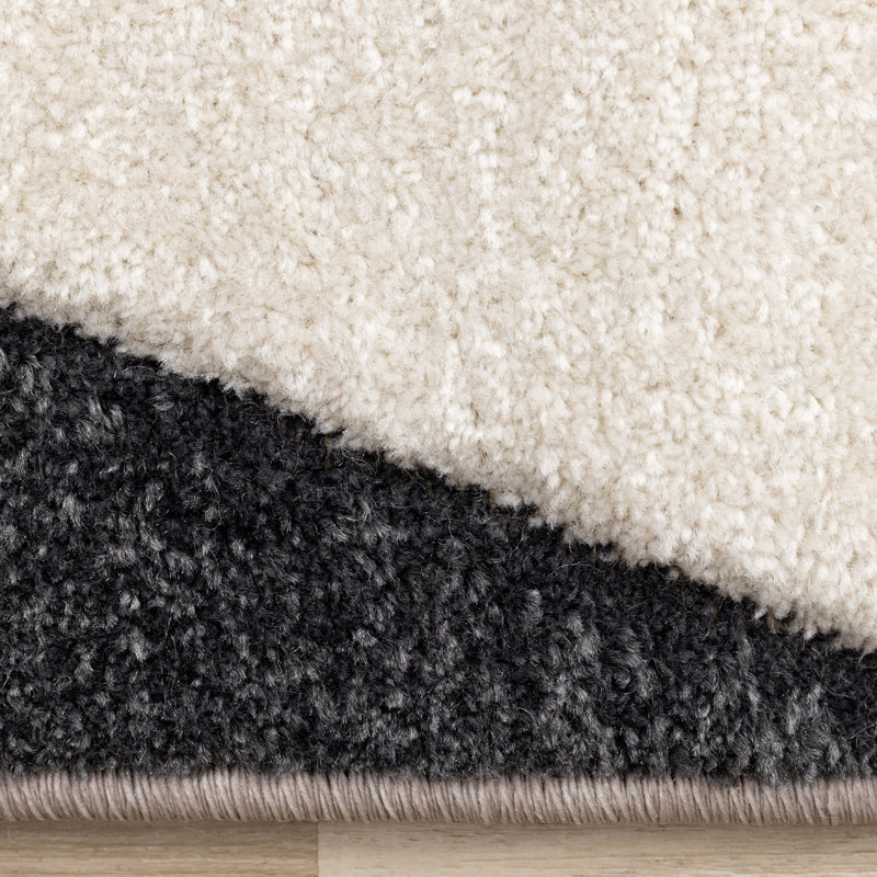 Tapis d'intérieur moderne géométrique blanc contemporain, 7 pi 10 po x 10 pi 6 po