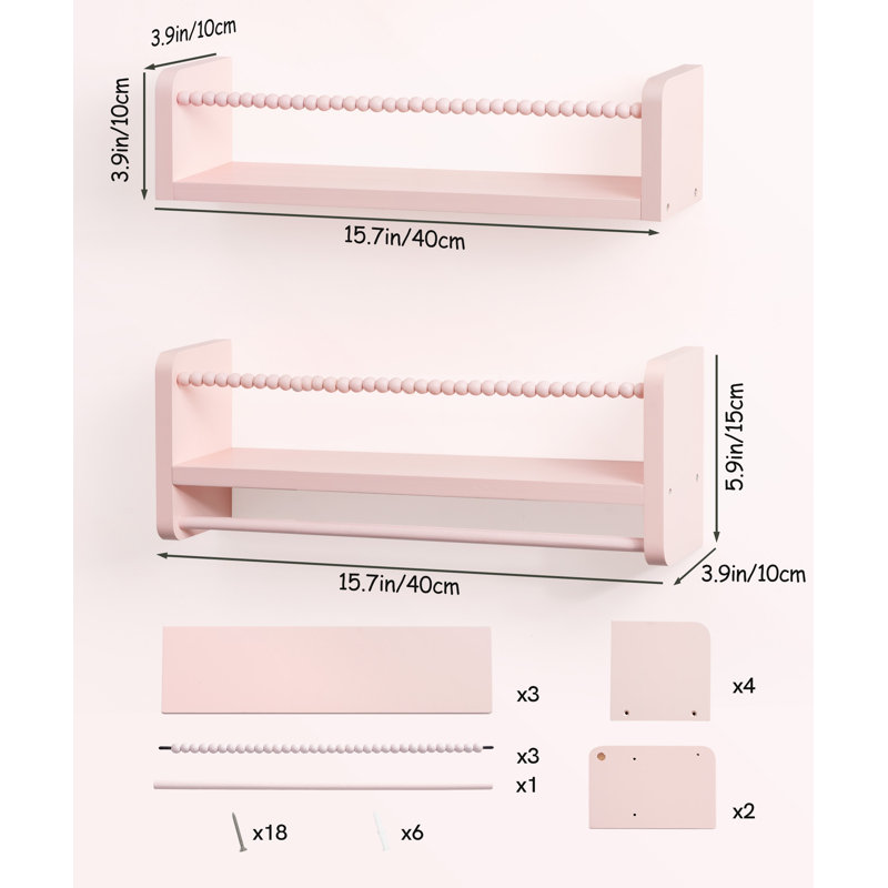 Ensemble de 3 étagères à livres pour chambre de bébé, H 5,9 po x l 15,8 po x P 3,9 po, Bois