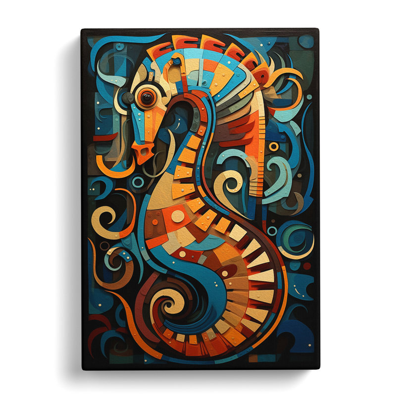 Seahorse Constructivism Art - Wrapped Canvas, 60cm H x 40cm W x 3cm D