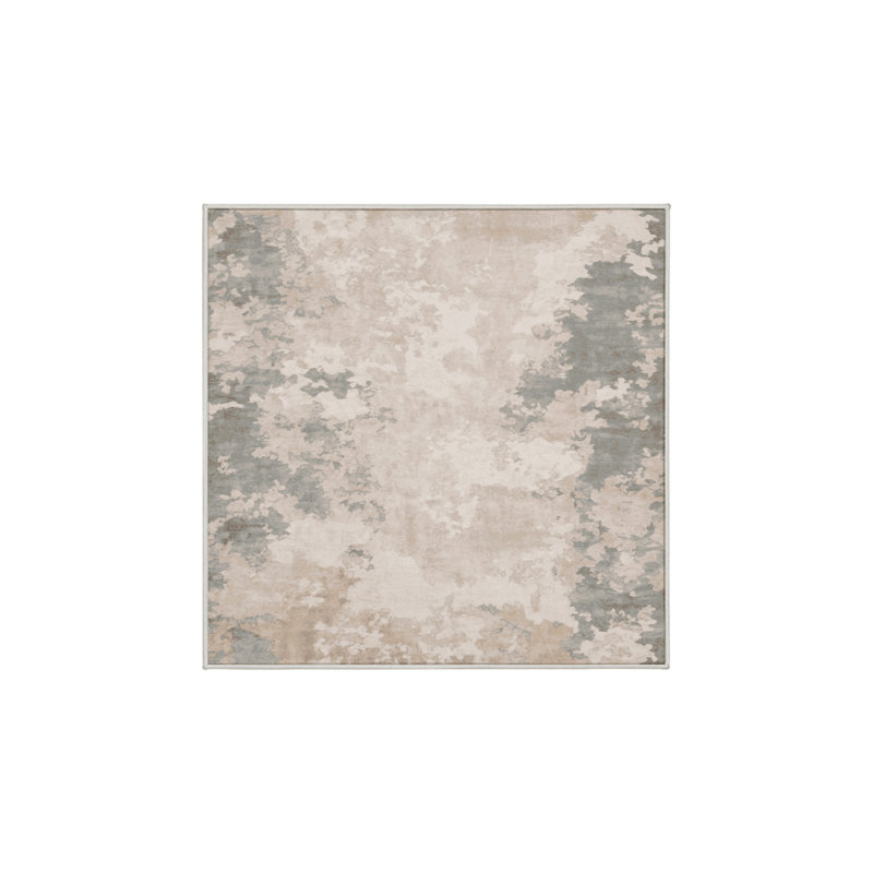 Tapis beige soyeux et moelleux, Carré 8 pi