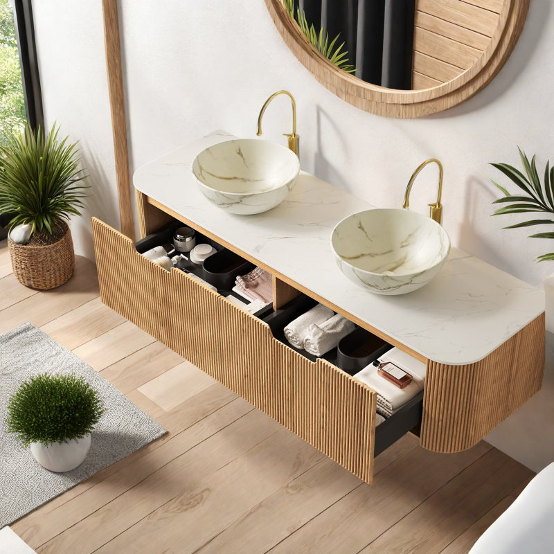 Meuble-lavabo avec rangement, lavabos en céramique, moderne et peu encombrant