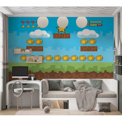 Premium Peel & Stick Wall Mural - Retro Game Scene