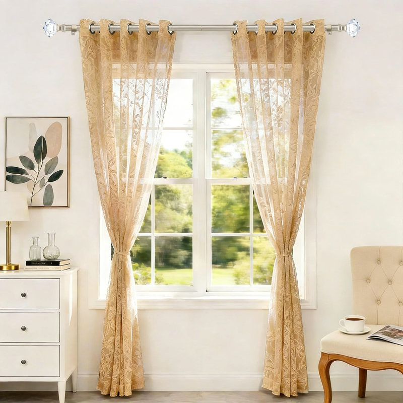 Tringle à rideaux télescopique simple avec fleuron en losange acrylique - Tringle à draperie décorative robuste pour fenêtres, réglable et facile à installer