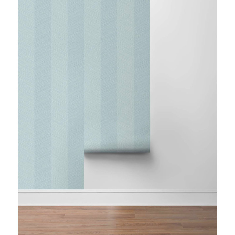 Chevron Vinyl Peel & Stick Wallpaper Roll, Blue Bell