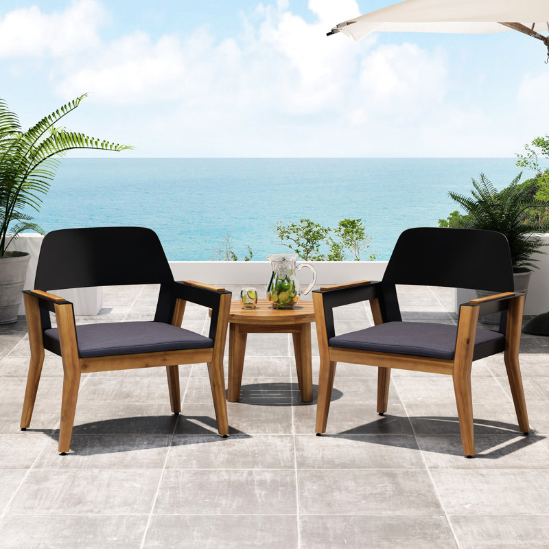Chaises club d'extérieur en bois 2 pièces, coussins d'eau, style transitionnel polyvalent pour la cour, le jardin, la terrasse, le balcon, assemblage simple requis 2 pièces avec construction, attrait industriel moderne facile