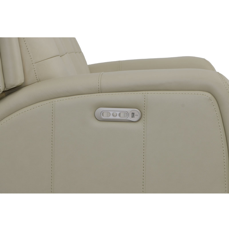 Grant 63" Leather Reclining Loveseat, Ivory Genuine Leather