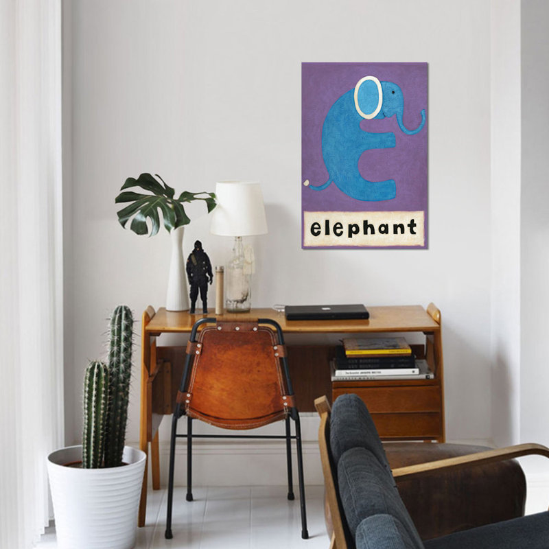«E is for Elephant», impression sur toile tendue, H 18 po x l 12 po x P 1,5 po, Toile tendue, Pas de tapis