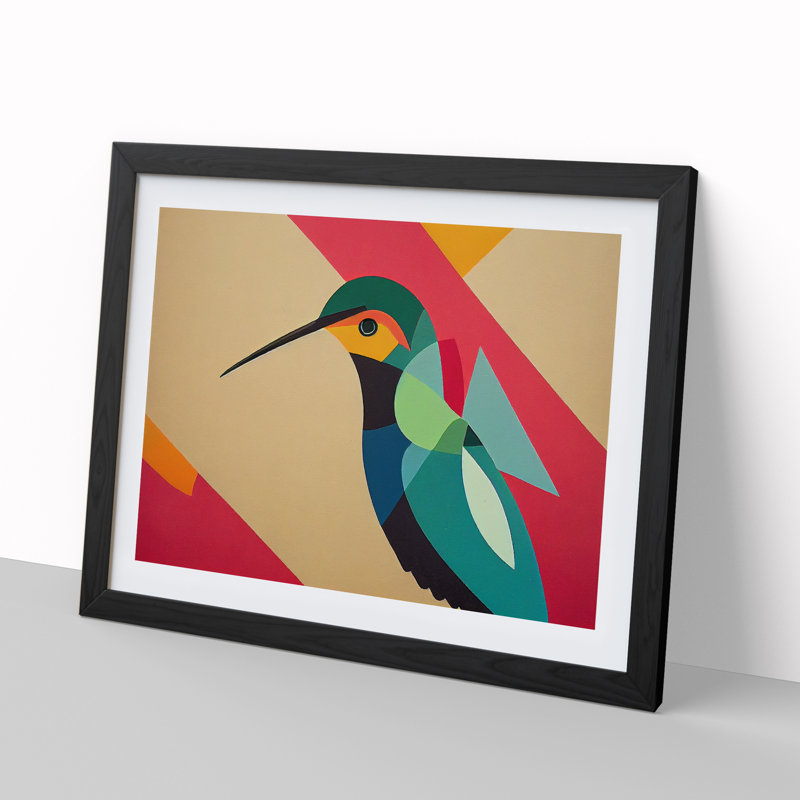 Hummingbird Abstract - Single Picture Frame Print, Black, 34cm H x 46cm W x 2cm D