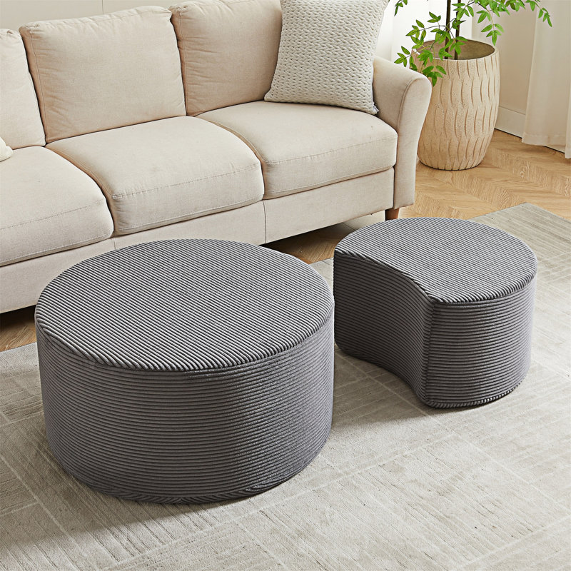 Round Nesting Coffee Table Set, Gray