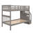 Space-Saving Twin Bunk Bed With Staircase Storage And Guard Rails-366324504