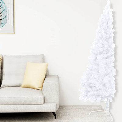  Demi-arbre de Noël artificiel en PVC blanc, acier grand