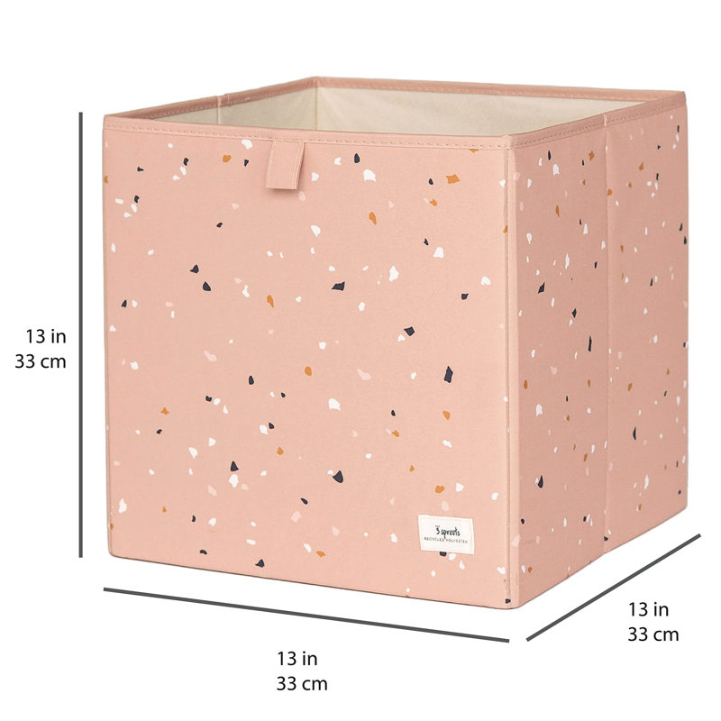 3 Sprouts Recycled Fabric Storage Cube Box Container Organizer - Green Terrazzo, Clay