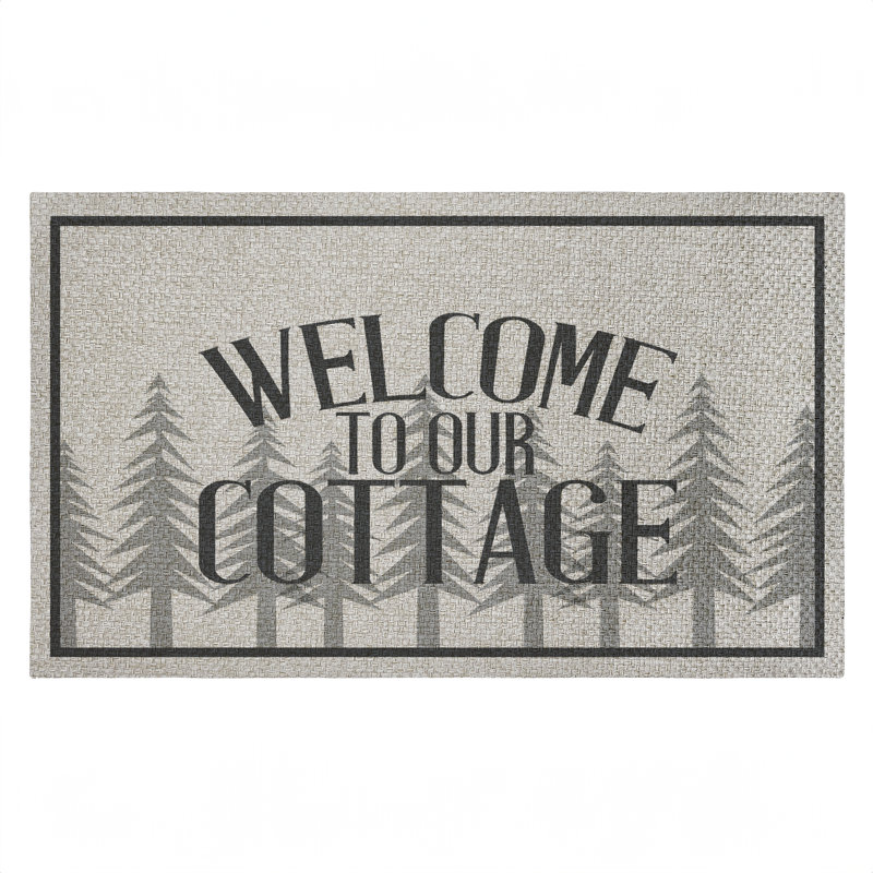 Welcome To Our Cottage Trees Outdoor Door Mat, design by Kim Allen, 18"x30"