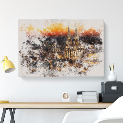 The Cologne Cathedral Vol.1 Watercolour - Wrapped Canvas Print