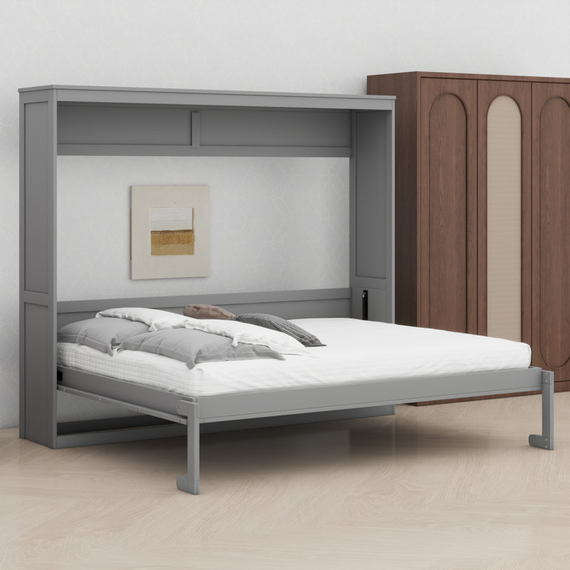 Sturdy Practical Murphy Bed, Gray, Queen