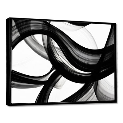 Vagues abstraites blanc noir tourbillons - formes abstraites modernes, art mural