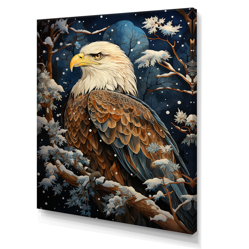 Scène d'aigle enneigé - aigle, art mural, Toile tendue, H 40 po x l 30 po x P 1,5 po