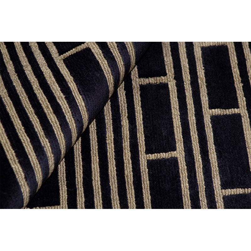 Tapis bleu marine et vert noué à la main de haute qualité