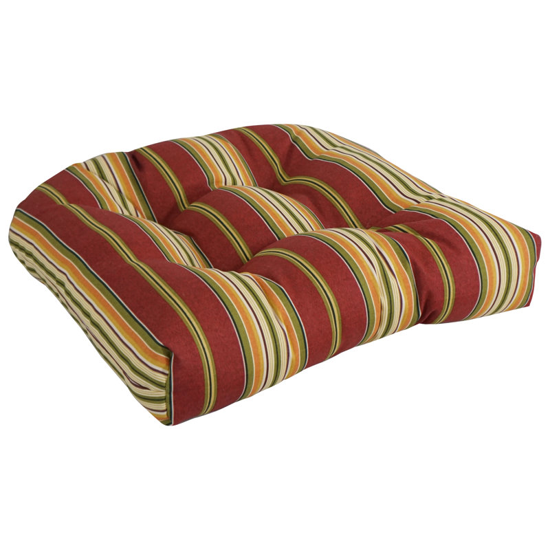 Outdoor 5'' Dining Chair Seat Cushion, Kingsley Stripe Ruby