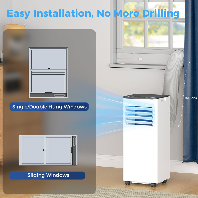 Climatiseur portatif 10 000 BTU, climatiseur avec déshumidificateur et ventilateur, 10 000 BTU