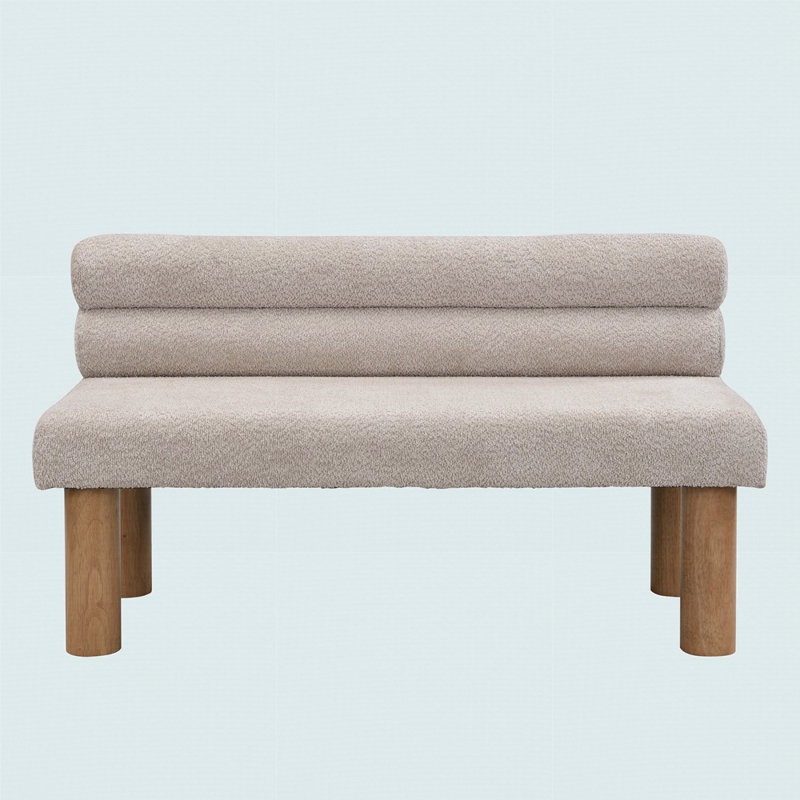 Banc de salle à manger rembourré, bout de lit, banc d'entrée, repose-pieds Boucle, Gris clair