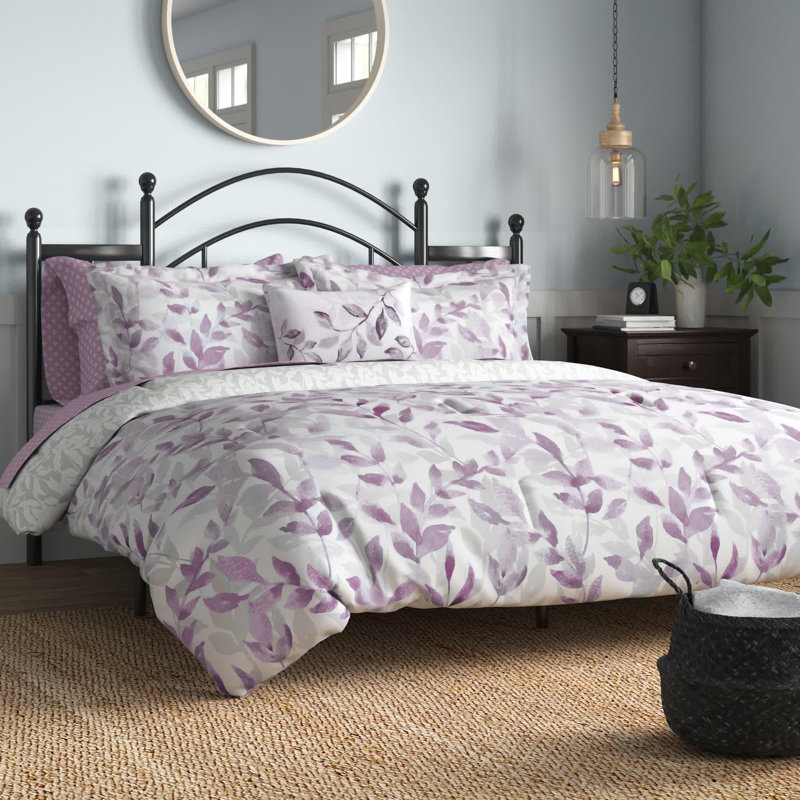 Ensemble d'édredon réversible en microfibre avec draps Sofia, Édredon grand et 7 pièces supplémentaires, Bleu