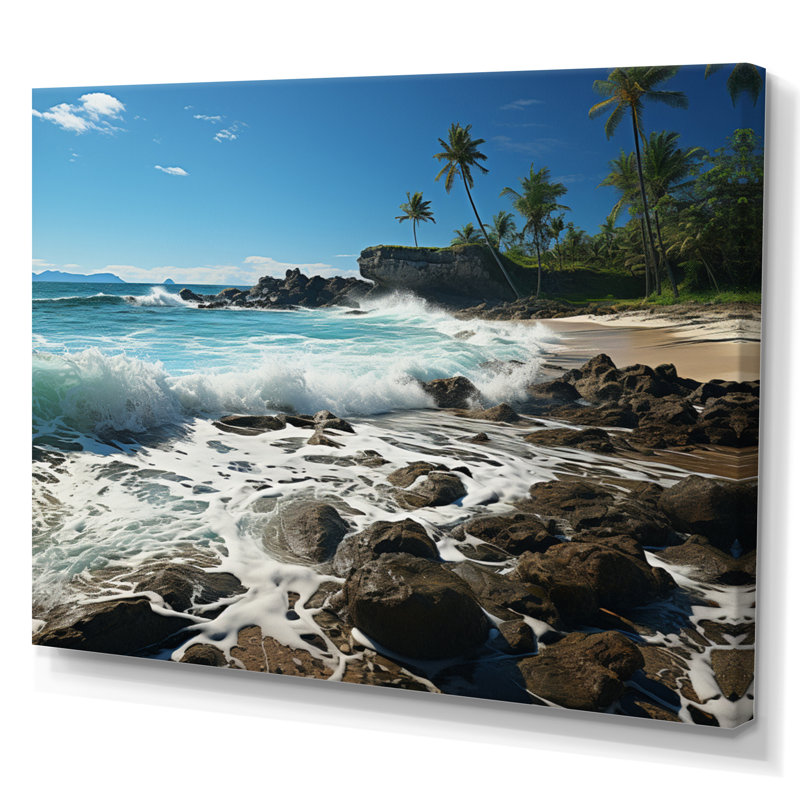 «Dominican Coastal Serenade», reproduction d'art sur toile, H 16 po x l 32 po x P 1 po, Toile tendue