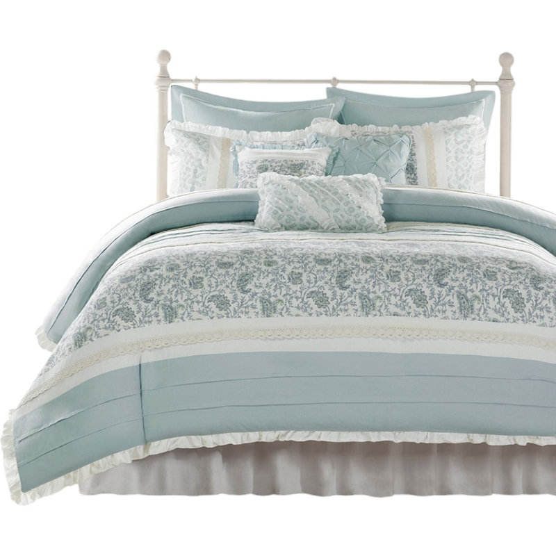 Ensemble de housse de couette en percale de coton 9 pièces Gracie Mills Singleton Shabby Farmhouse