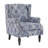 Duward Damask Navy Floral Upholstered Wingback Accent Chair with Nailhead Trim-2112725039
